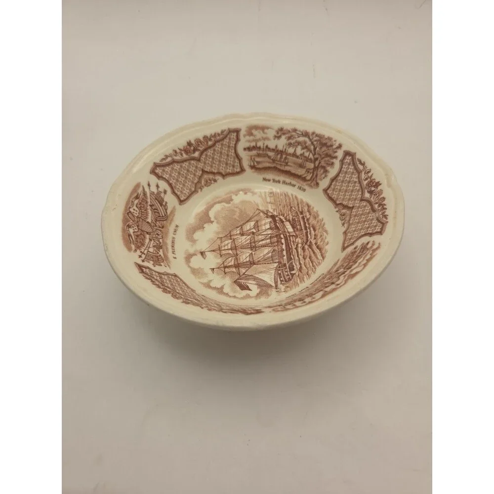 Vintage Alfred Meakin Fair Winds Brown Transferware Fruit Bowl – 5.25″  Stafford